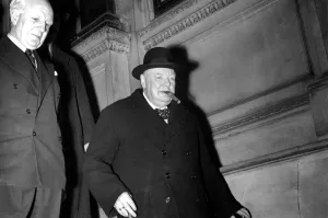 General Election. Mr Winston Churchill and Lord Woolton. Feburary 1950 O22803