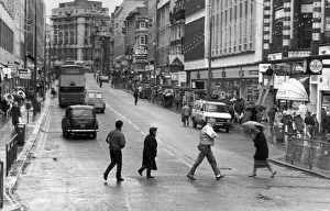 Umbrellas Prints: General scene of Lord Street Liverpool 6th January 1988