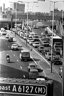 Images Dated 20th June 1979: General scenes of traffic scenes in Newcastle - A traffic jam on the Central Motorway