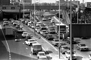 General scenes of traffic scenes in Newcastle - A traffic jam on the Central Motorway