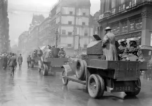 General Strike Scene May 1926 Armoured cars out on the streets at the Mansion House