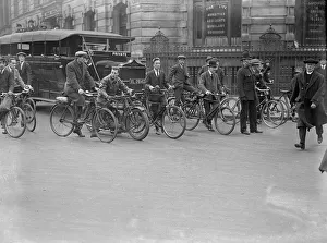 General Strike Scene May 1926 Cyclist at the Bank during the General strike of