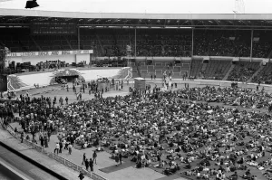 A general view of the audience at the London Rock and Roll Show at Wembley Stadium