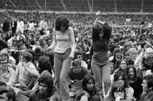 A general view of the audience at the London Rock and Roll Show at Wembley Stadium