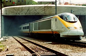 General view of a Channel Tunnel train Eurostar Circa 1992