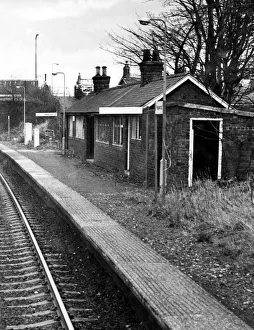 Tracks Prints: A general view of a deserted Pegswood Railway Station on 30th March 1976