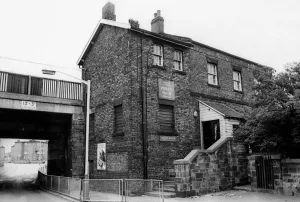 A general view of the exterior of Percy Main Railway Station on 10th July 1977