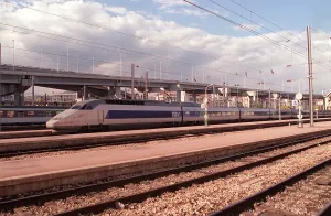 00515 Prints: General view of French TGV Transport Trains at Nice Station, France
