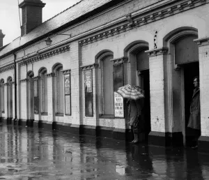 A general view of Gateshead Railway Stations bleak platform with no shelter for