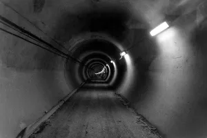 Underground Prints: General view of the inside of a tunnel during the construction of The Channel Tunnel