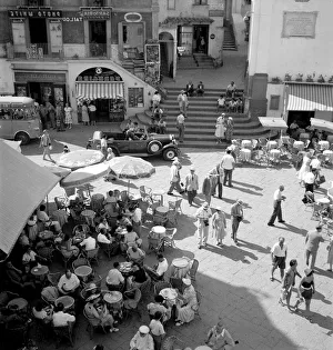 General view of the Piazza Umberto on Capri, Italy, the meeting place of all whom stay or