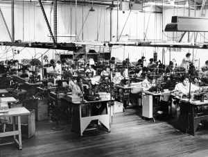 Textiles Prints: General view showing a section of the huge mashing floor of the Louis Edwards and Co