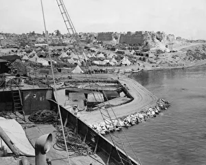 Tents Prints: A general view taken from the bridge of the SS River Clyde of the French Depot at Seddul