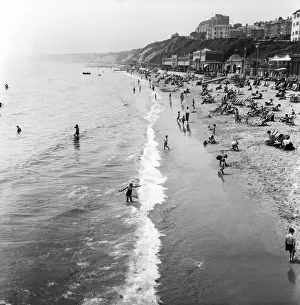 Front Prints: General views and children enjoying the water at Bournemouth Beach, Dorset