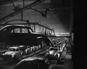 General views of the production line at the volkswagen factory producing Beetle cars in