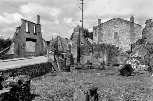 War Crimes Prints: General views of the village of Oradour-Sur-Glane in South-Western France where