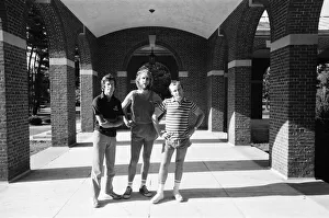 Genesis (Phil Collins, Mike Rutherford and Tony Banks) ahead of a concert in Saratoga