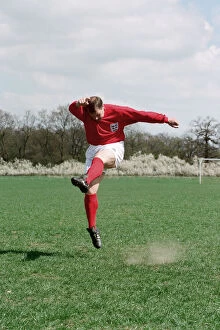 01524 Collection: Geoff Hurst plays a game of football with the original World Cup ball after it was