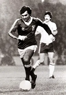 Sporting Legend Prints: George Best Football Player playing for Ipswich in a testimonial against an England XI
