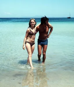 George Best Football Player and Susan George actress on holiday in Palma Nova Majorca