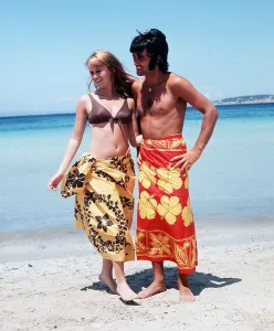George Best football player and Susan George actress on holiday in Palma Nova Majorca