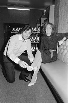 George Best, Footballer, makes a guest appearance at a shoe shop, Glasgow, Scotland