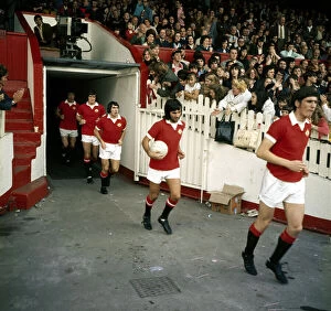 Images Dated 23rd September 1972: George Best of Manchester United walks onto the pitch at Old Trafford before their