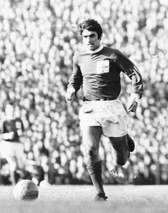 George Best playing for Northern Ireland during the international match against Scotland