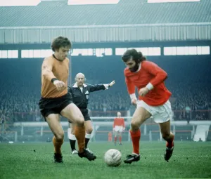 00362 Prints: George Best (right) 1971 Manchester United and F Munroe of Wolverhampton football