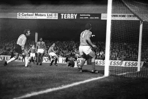George Best scores for Manchester United against St Etienne in the Cup Winners Cup