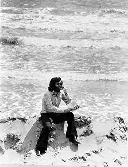 Flairs Prints: George Best alone with his thoughts on a deserted spanish beach Circa 1974