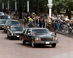 George Bush USA President In His Presidential Car In London January 1991