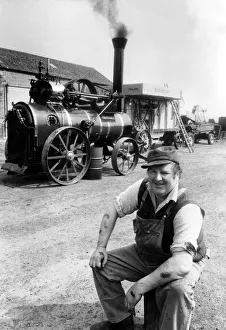 Rural Scene Prints: George Byerley on 2th May 1986 with his Marshall twin cylinder portable