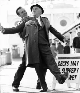 George Cole Actor in scene with co star Gary Webster in scene from television programme