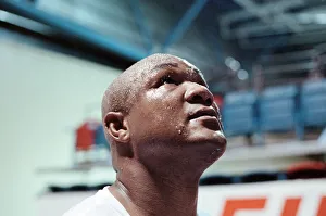 George Foreman pictured during training ahead of his fight with Terry Anderson
