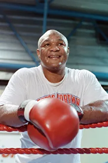 George Foreman pictured during training ahead of his fight with Terry Anderson