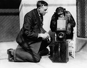 Chimp Prints: George Greenwell: 1927 George with a monkey using his camera - where he took some of his