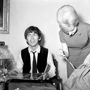 George Harrison, 21st birthday sorting through the 52 sacks full of greeting cards