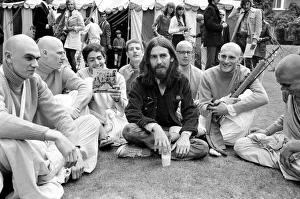 Beard Prints: George Harrison of the Beatles pictured amongst the Buddhist American group