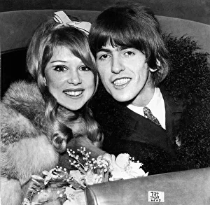 Marriage Prints: George Harrison of the Beatles pop group and his bride Patti Boyd, a former top model