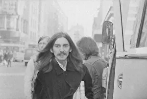 George Harrison in Birmingham City Centre before performing at the Town Hall