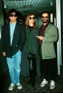 Beatles Colour Prints: George Harrison with fellow ex Beatle Ringo Starr and his wife Barbara Bach 1990s