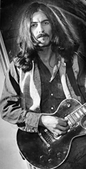 Dressing Room Prints: George Harrison pictured backstage at The Empire Theatre in Liverpool in December 1969