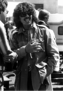 George Harrison at Silverstone watching the British Grand Prix, Silverstone July 1977