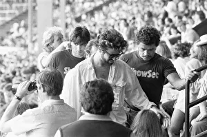 George Michael in the audience during the opening of the Live Aid Concert at Wembley