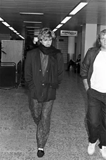 George Michael of British pop group Wham! pictured before they set off for their tour in