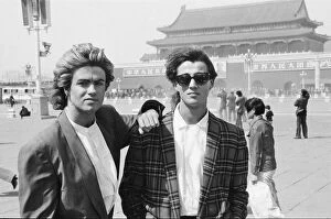 Wall Collection: George Michael (left) and Andrew Ridgeley (right) from Wham ! in China. 1985