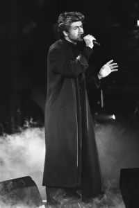 Benefit Prints: George Michael performing at the Stand by Me: AIDS Day Benefit concert at Wembley Arena
