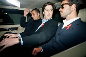 Suit Prints: George Michael pictured in a car during his failed court battle to be released from his