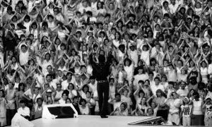 Adoration Prints: George Michael of pop duo Wham, says goodbye at the end of their Grand Final concert